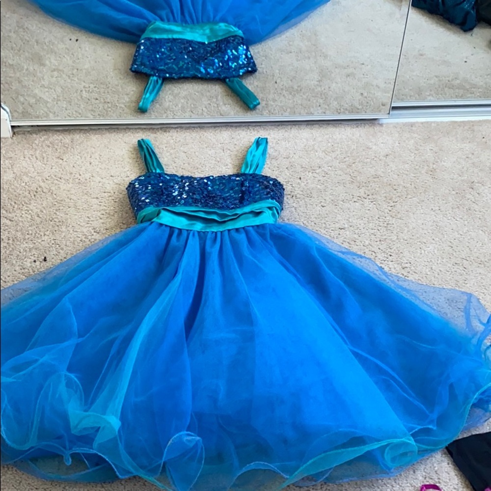 kids short blue dress